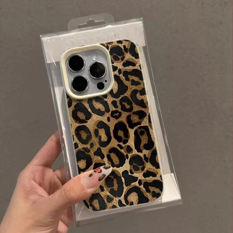 

INS Чехол для телефона с коричневым леопардовым принтом Для iPhone 17AIir 16 Pro Max 15 14 Plus 13 12 11 XR XS Max Мягкий силиконовый чехол с рисунком личи iPhone 14