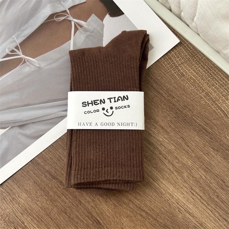 Women's Colorful Mid-Tube Socks In Violet, Orange, Rose, and Red for Modern Dance with Shark Print