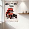 Vintage Graham Brothers Trucks Red Dump Truck Metal Tin Sign - Retro Industrial Art Wall Plaque for Garage Man Cave Home Bar Dec
