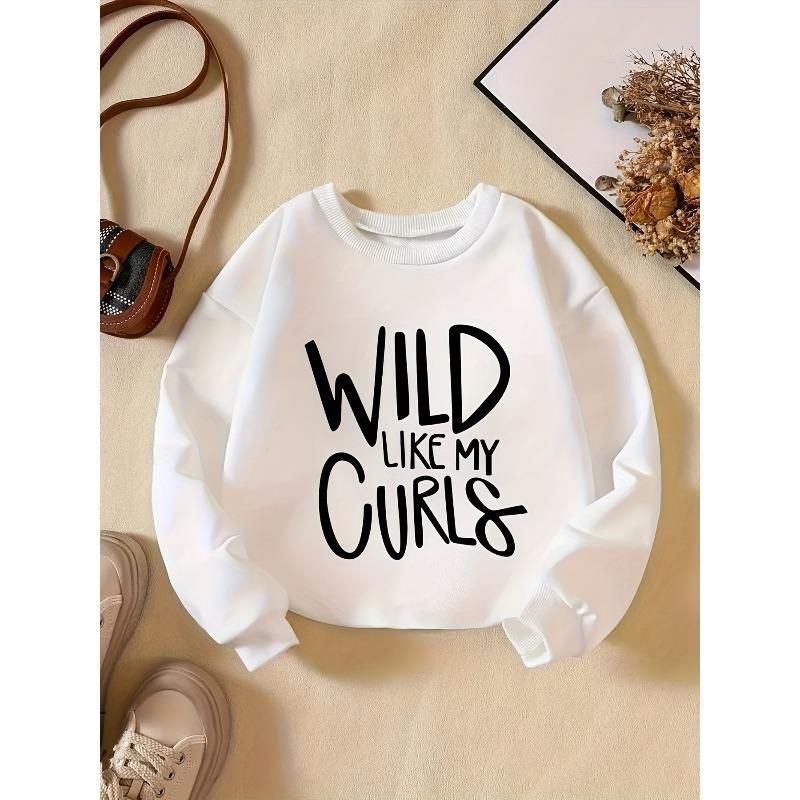 Kids Sweatshirt Creative Letter Pattern Stylish Casual Round Neck Sweatshirt Suitable for Everyday Parties, Vacations, And Gifts