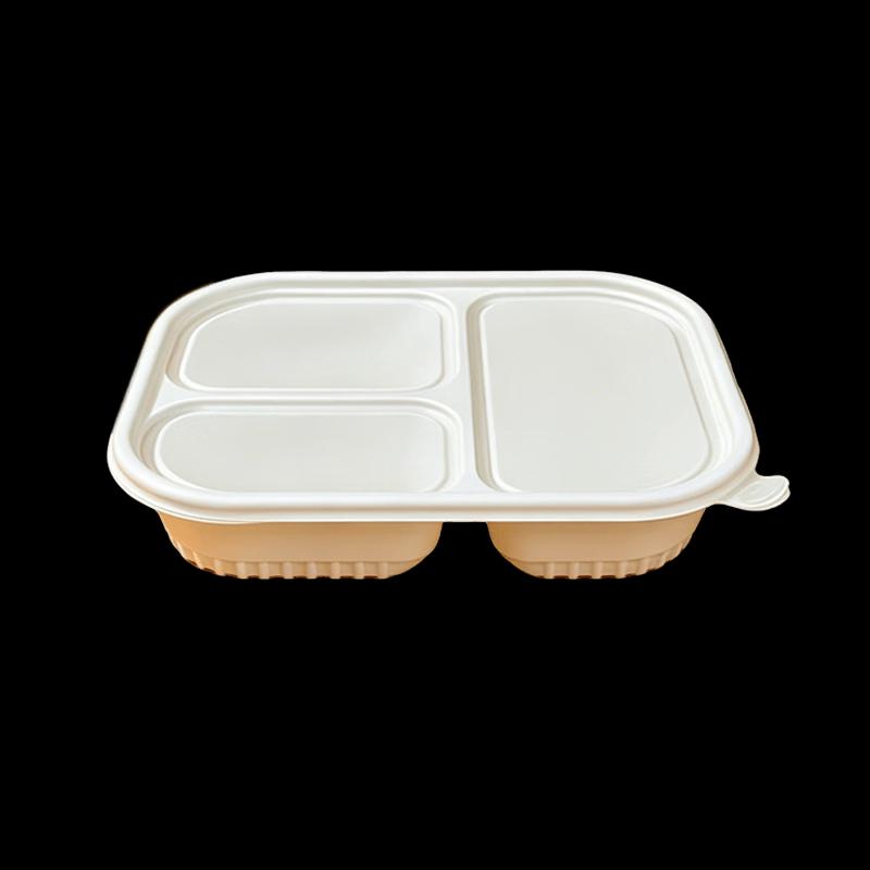 Biodegradable Corn Starch 3-Compartment Disposable Meal Boxes