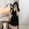 French Hepburn Small Man Pure Desire Pleated Black Dress Chic Unique Slim and Thin Fishtail Short Skirt Zixia
