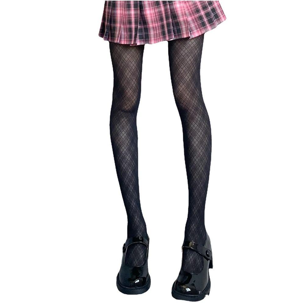 

Однотонные клетчатые колготки-леггинсы сетчатые чулки уникальные колготки с ромбовидной решеткой для девочек чёрный