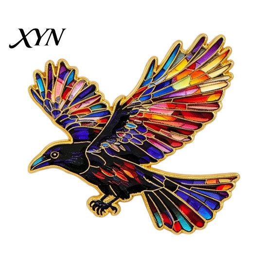 Brooch Pin with Safety Buckle, Enamel Painting Flying Bird Design Lapel Coat Decoration Pin, Zinc Alloy Metal Base Badge for Coats Shirts Backpacks