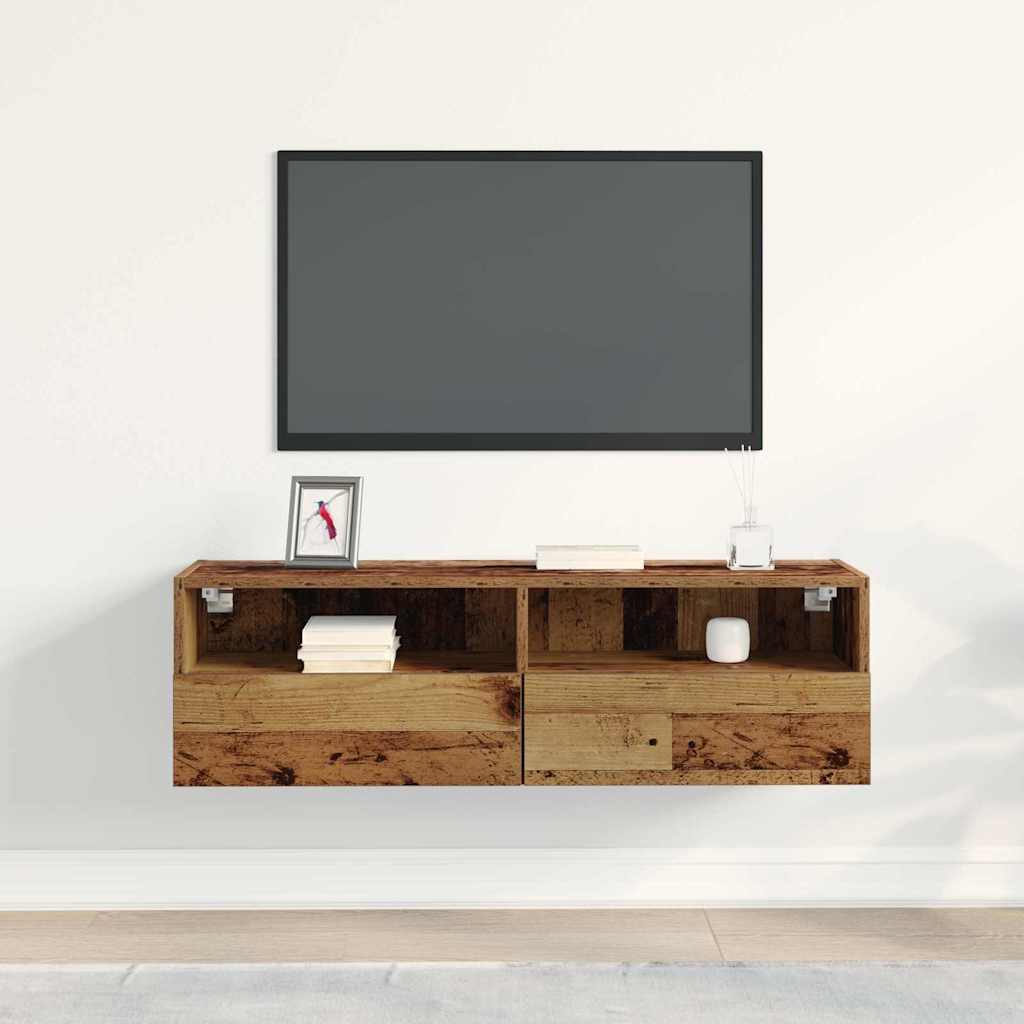 TV Wall Cabinet Reclaimed Wood Look 100 x 30 x 30 cm Engineered Wood