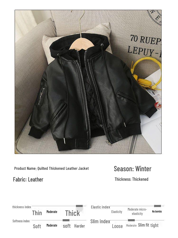 Kinder Baumwollgepolsterte Kunstlederjacke, Herbst/Winter 2025, Kleinkind Zweiteiler-Stil für Jungen und Mädchen.