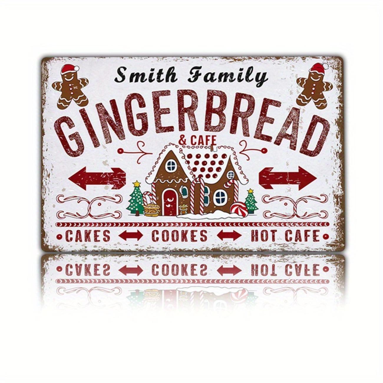 Personalized Vintage Rustic Christmas Gingerbread Metal Wall Art Home Decor белый