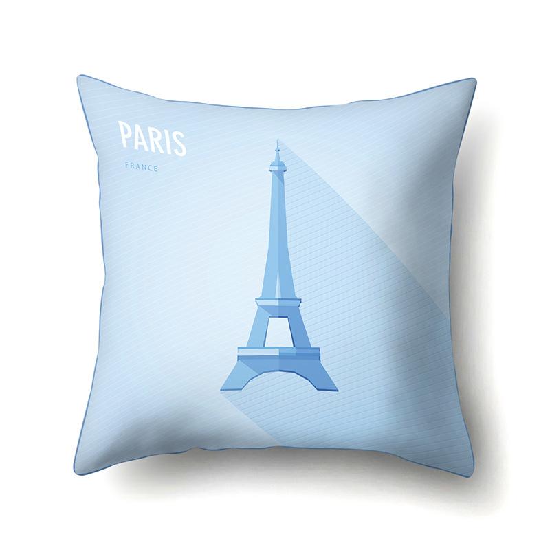 Polyester Pillow Cover Home Printed Pillow Cover Retro Tower European Building Cushion Cover Car Cushion Cover