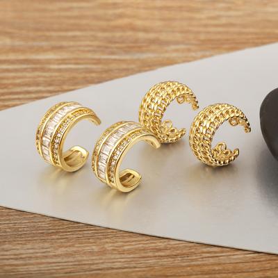 Nidin New Fashion Shiny Crystal Zircon No Piercings Clip Earrings For Women Female Punk Style Ear Cuff Jewelry Birthday Gifts