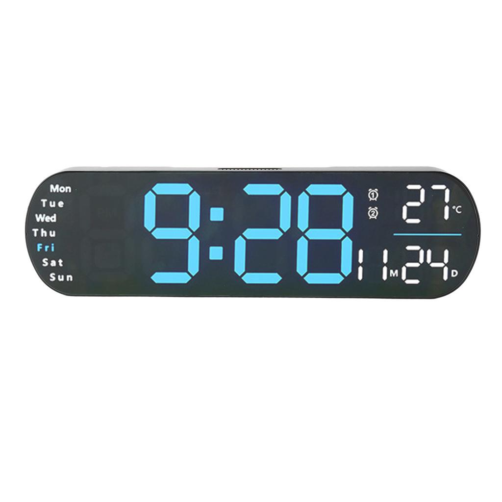 Digital Wall Clock with Remote Control Big LED Screen Display Adjustable 8 Color Lights Digital Alarm Clock for Living