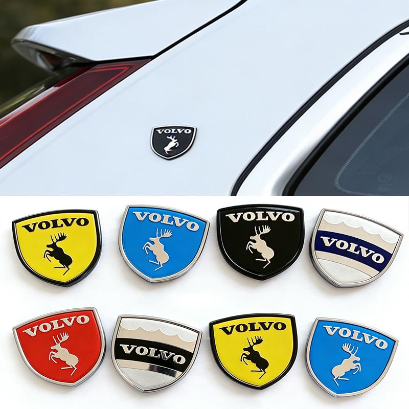2 Stück Volvo Elch Logo Schild Abzeichen 3D Metall Aufkleber für Alle Auto Kofferraum Kotflügel - Auto Styling Dekoration Zubehör