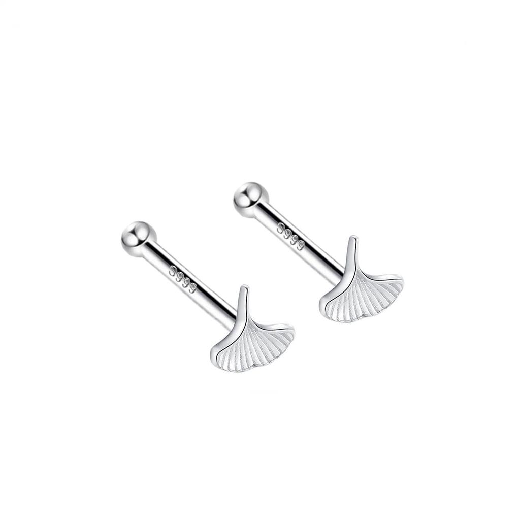S999 Pure Silver Minimalist Women's Earrings – Small Bean Ear Bone Studs, Anti-Blocking Design for Commuting