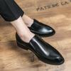 Men Black Dress Loafers Formal Leather Brown Business Shoes Tuxedo Wedding Blazers Saddle Shoes Plus Size