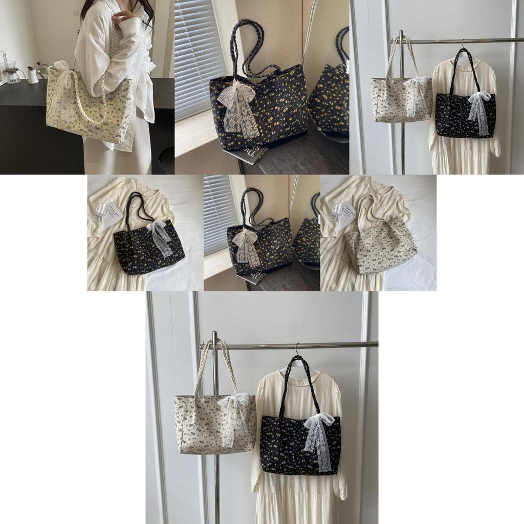 Large Capacity Canvas Floral Tote Bag For Women Stylish Shoulder Bag For Daily Commute