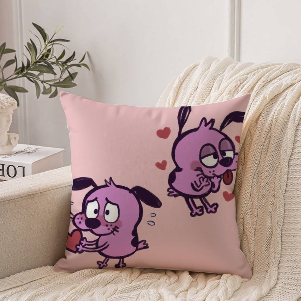 

C-Courages Hot The Cartoon C-Cowardlys Dog Pillow Case Home Decor Throw For Sofa Bed Car Room Decor Gift Idea 12x12Inch