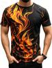 Fashionable Men's Trendy Short Sleeved Flame Series 3D Printed Street T-shirt Round Neck Casual Top