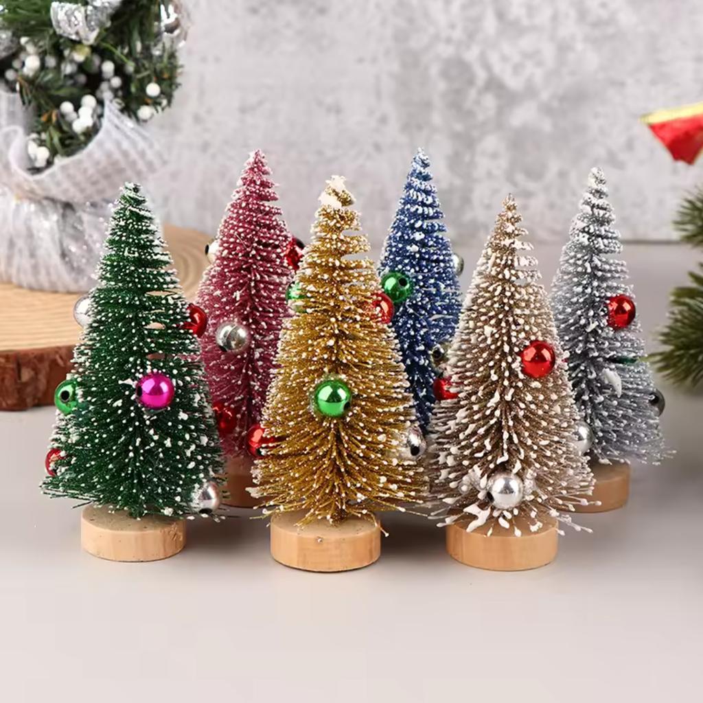 1pc 10cm/20cm Mini Christmas Tree Wooden Home Table Top Decor for Christmas Party New Year Home Supplies