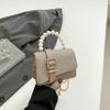 Simple, Shiny and Fashionable Spring New Solid Color Texture Pearl Portable Chain Crossbody Women's Small Square Bag