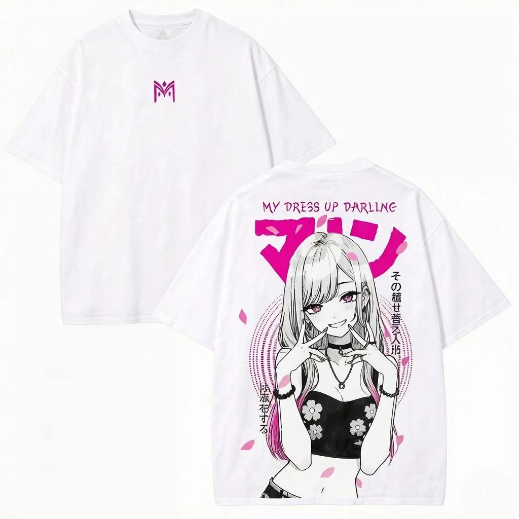 Marin Kitagawa Gothic Cosplay Back Print Japanese Cotton TShirt Loose Fit Unisex Streetwear for Anime Kawaii Style Fans