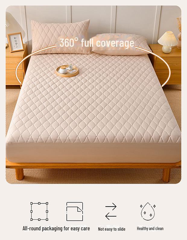 Waterproof Solid Color Quilted Bed Sheet - Thickened, Urine-Proof Mattress Protector