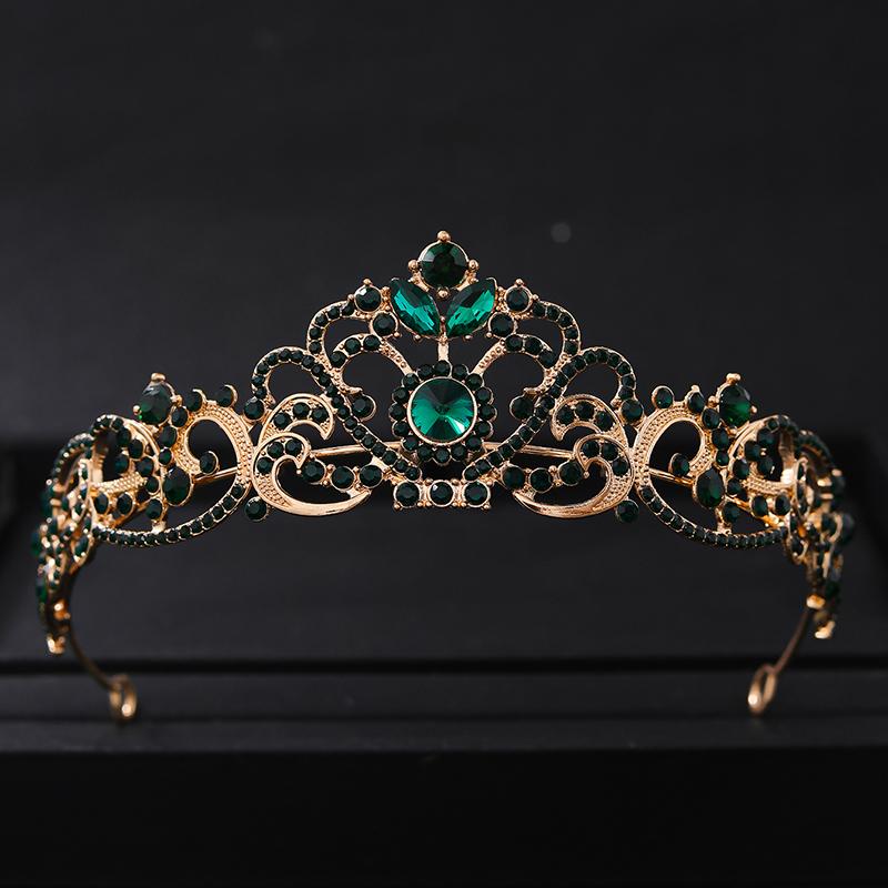 Grüne Kristall Diademe und Kronen Stirnband für Damen Party Strass Krone Braut Hochzeit Haar Accessoires Schmuck Krone Diadem