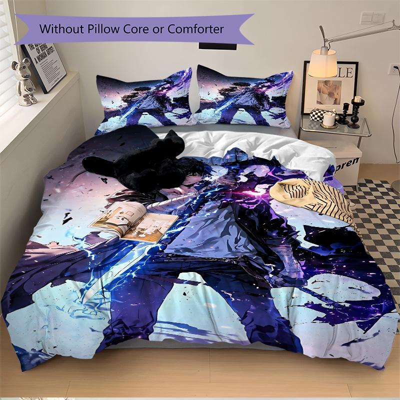 Set Biancheria da Letto 3 Pezzi Solo Leveling-Completo Universale a Tre Pezzi per Camera da Letto, Camera degli Ospiti, Soggiorno, Arredamento Hotel-Regalo Perfetto per Fan, Trav