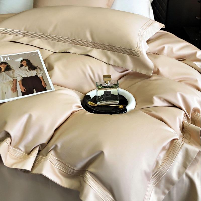 Class A 140 Long-staple Cotton Four-piece Set Cotton Pure Cotton Bed Sheet Quilt Cover Embroidery Simple Hotel Bedding