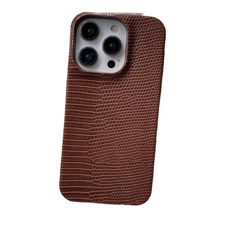 Luxury Lizard Pattern Leather Shockproof Phone Case for 16 Pro Max Includes Camera Protector Cover
