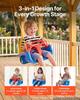 3-in-1 Baby Swing Seat 136 kg Capacity Toddler Swing Red/Yellow/Blue, for Indoor & Outdoor Playground, with Adjustable Ropes and Snap Hooks, Snug &