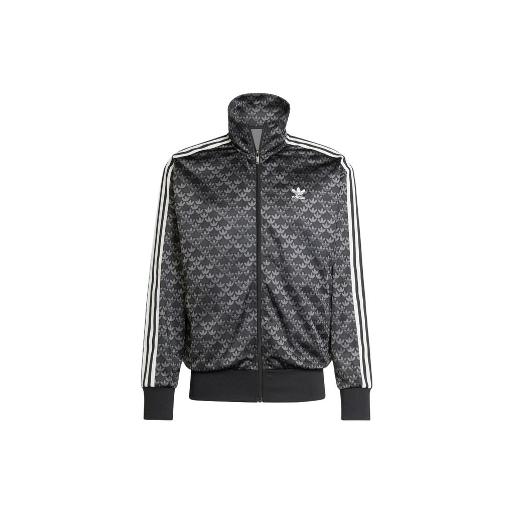Adidas Originals Football Classic Mono Track Top With Full Print Three-Stripe Color Block Stand Collar Long Sleeve Jacket Men Tops Black IS0218