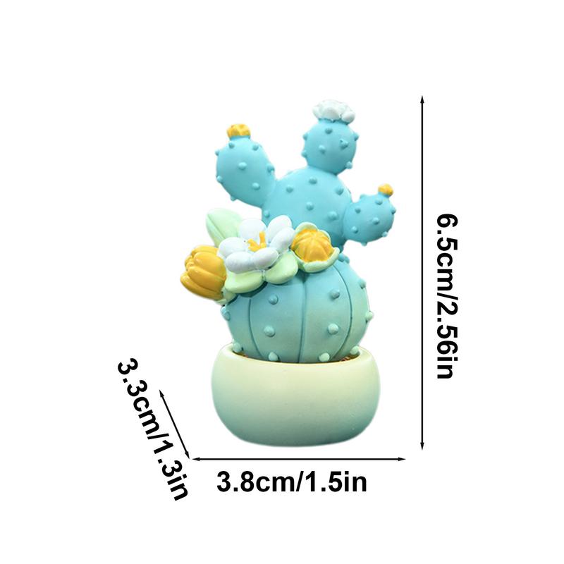 Cactus Figurines Decor Resin Cactus Dashboard Figurines Delicate Flowers Car Interior Figure For Center Console Under The Front