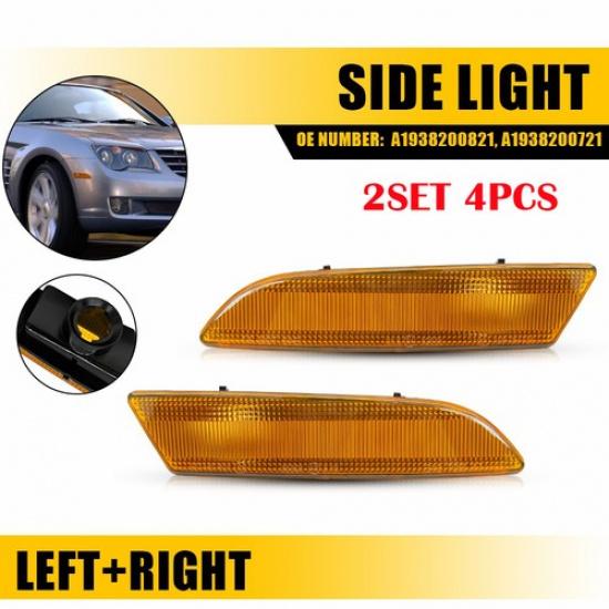 4X Amber Front Side Marker Parking Light Housings For 2004-08 Chrysler Crossfire