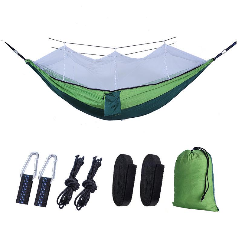 Portable Ripstop Camping Hammock with Mosquito Net - Quick-Open, Anti-Fall Design for Singles & Doubles