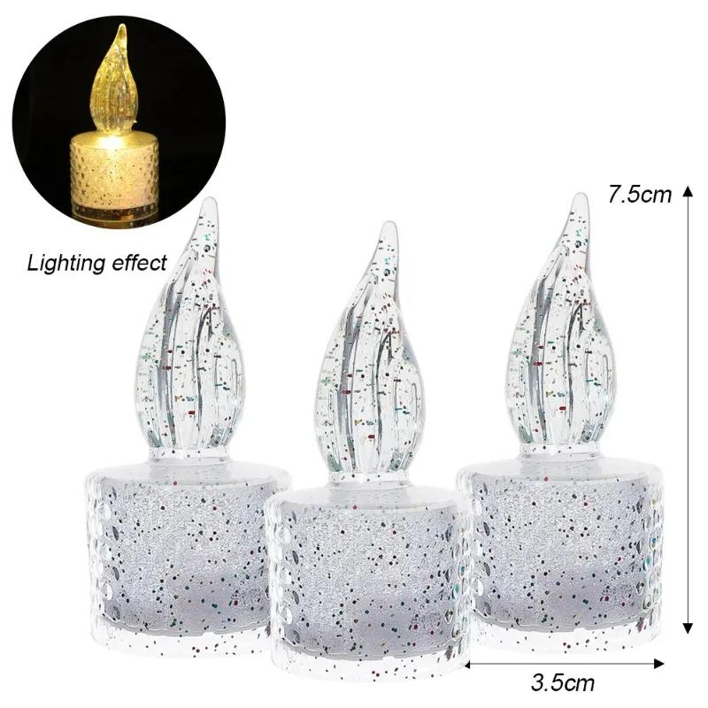 1/12PCS LED Candle Lights Flameless Battery Electronic Acrylic Lamp Crystal Wishing Tealight Warm Wedding Birthday Party Decor