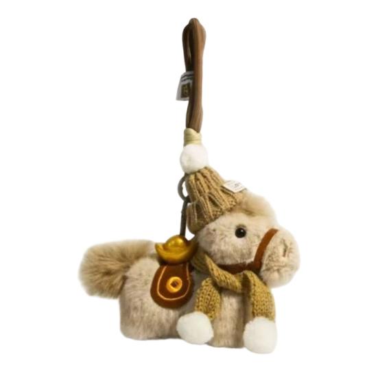 

Plush Horse Keychain Car Interior Charm Handcrafted Zodiac 2026 Year of The Horse Pendant Bag Charm Lucky New Year Mascot Prosperity Gift
