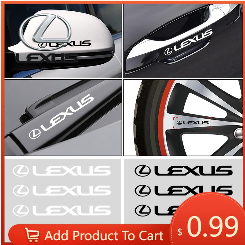 Interior Stickers 4Pcs Car Styling Door Handle Stickers Tire Rear View Mirror Decals For Lexus ES RX LS IS NX CT LX IS250 IS200