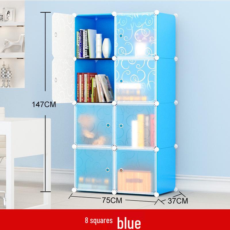 Modular Plastic Bookcase with Doors - Modern Simple Design