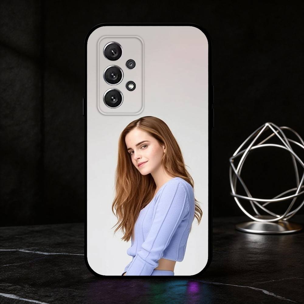 Custodia per telefono E-Emma Watson Per Samsung S25,24,21,22,23,30,Ultra,20,Plus,Fe,Lite,Note Copertura morbida nera