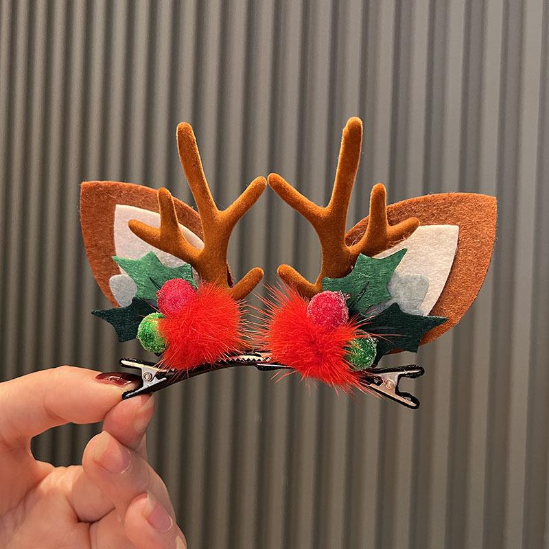Festive Reindeer Antler Hair Clips – 3D Christmas Headwear for Women & Kids