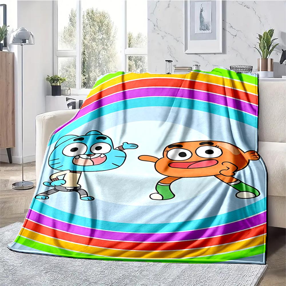 The Amazing World of Gumball Theme Printed Blanket - Perfect for Couch, Bed, Travel & Outdoor Use | Machine Washable, Cozy & Durable.