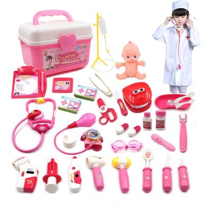 Conjunto de Médico RUI YUE de Faz de Conta, Conjunto de 34 Peças com Luzes e Efeitos Sonoros, Mini Conjunto de Médico, Faz de Conta Crianças, Conjunto de Roupa e Chapéu de Enfermeira, Adequado