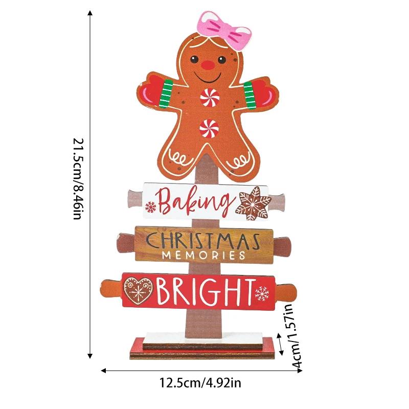 

Christmas Decorations Holiday Desktop Christmas Tree Decorations Gingerbread Figurines Table Decorations Wooden Ornaments 2025 21X12CM