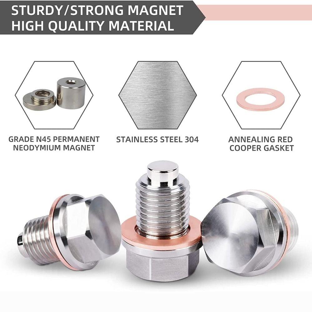 Stainless Steel Oil Drain Plug With Copper Washer Magnetic Drain Plug Reusable Sump Drain Bolt