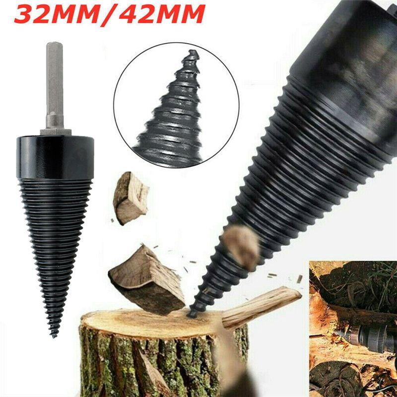 Buy 3242mm Shank Hex Log Splitter Firewood Hammer Drill Bit Split Cone Wood Tool at affordable