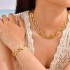 Stainless Steel Oval Handmade Chain Necklace Bracelet 18K Gold Plated Nc-2100