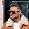 Square Sunglasses with Polarized Flat Top for Human Pilots Oversized Metal Frame Eyewear [SHEEN KELLY]