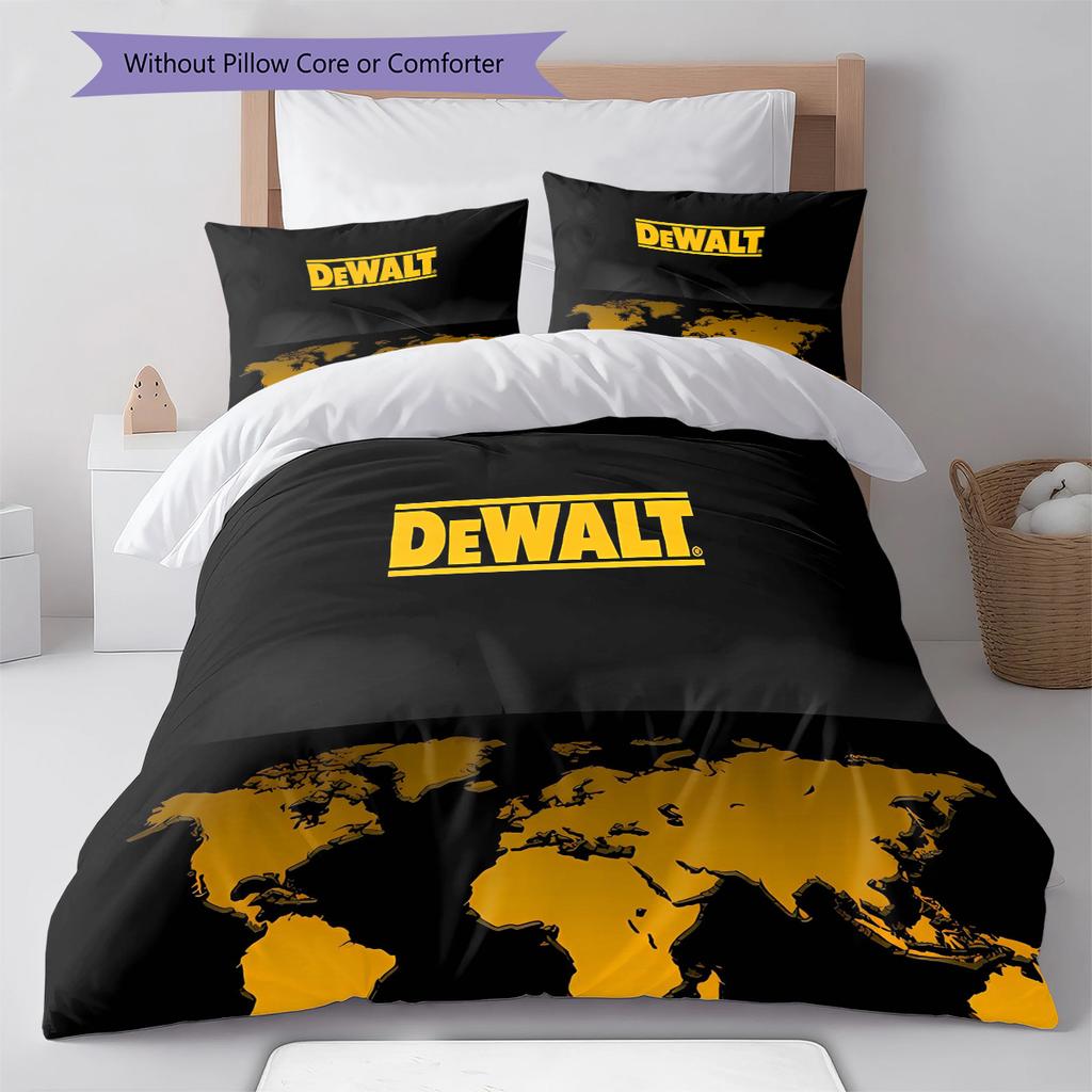 Dewalt Tool Pattern Bedding Quilt Set Quilt Cover Pillowcase Home Decoration Gift (1 * duvet cover + 2 * pillowcase, without core)
