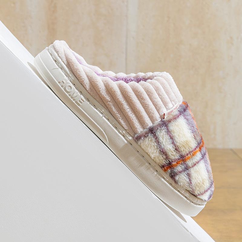 Autumn and winter new cotton slippers couple thick-soled velvet home non-slip warm slippers