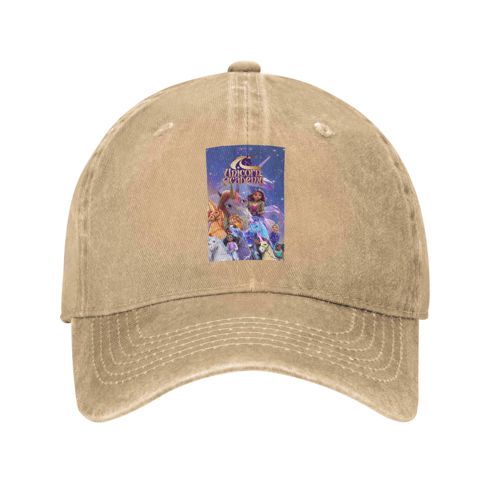 

Unicorn Academy Washed Denim Cap Casual Baseball Caps Adjustable Hat Summer Unisex Baseball Hats One Size