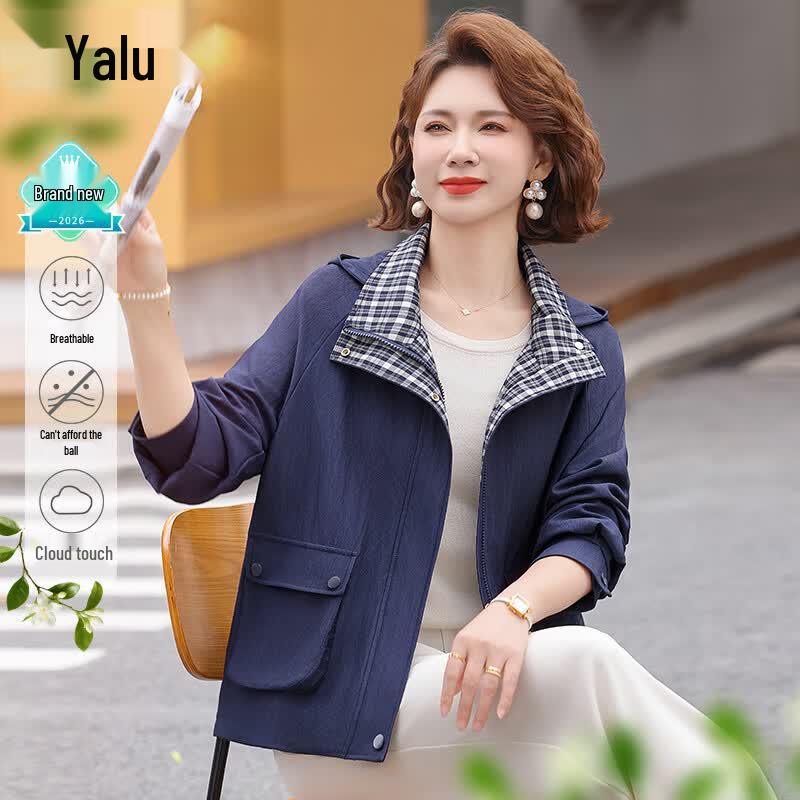 Yalu Women s Long-Sleeve Plaid Jacket XL